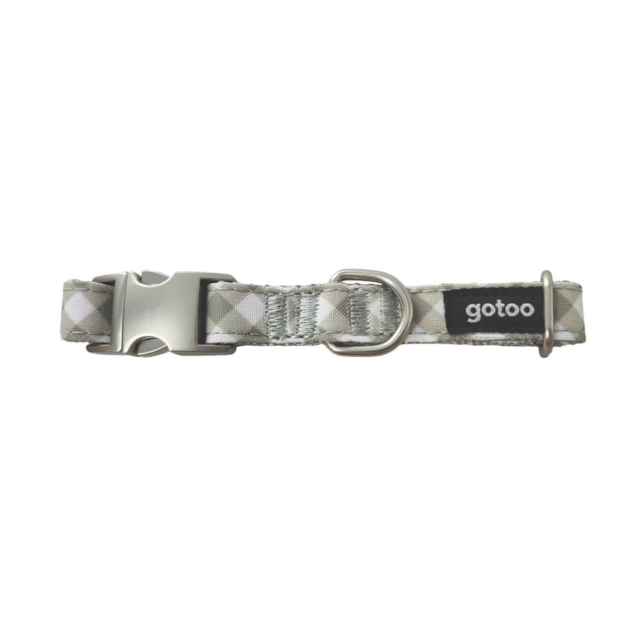 Gotoo Collar estampado cuadro vichy gris para perros
