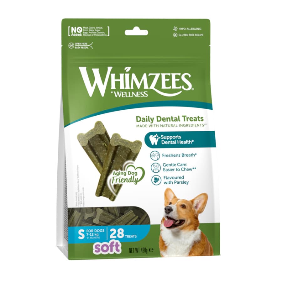 28 barritas Whimzees Snacks Dentales Soft Value Bags S para perros