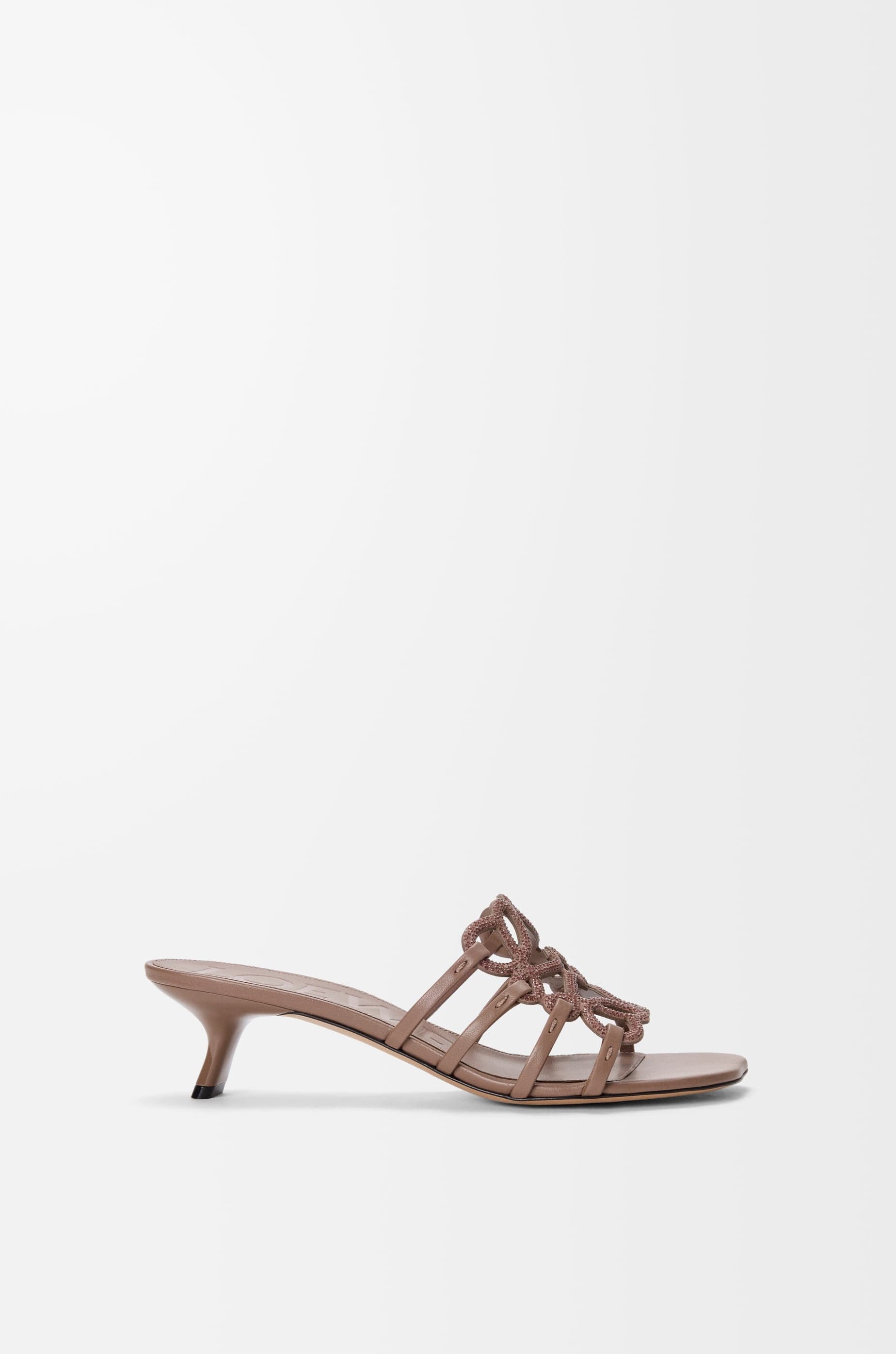 LOEWE - Sandalia Petal Anagram En Ante De Piel De Cuero Con Pedrería Size:41 Mujer