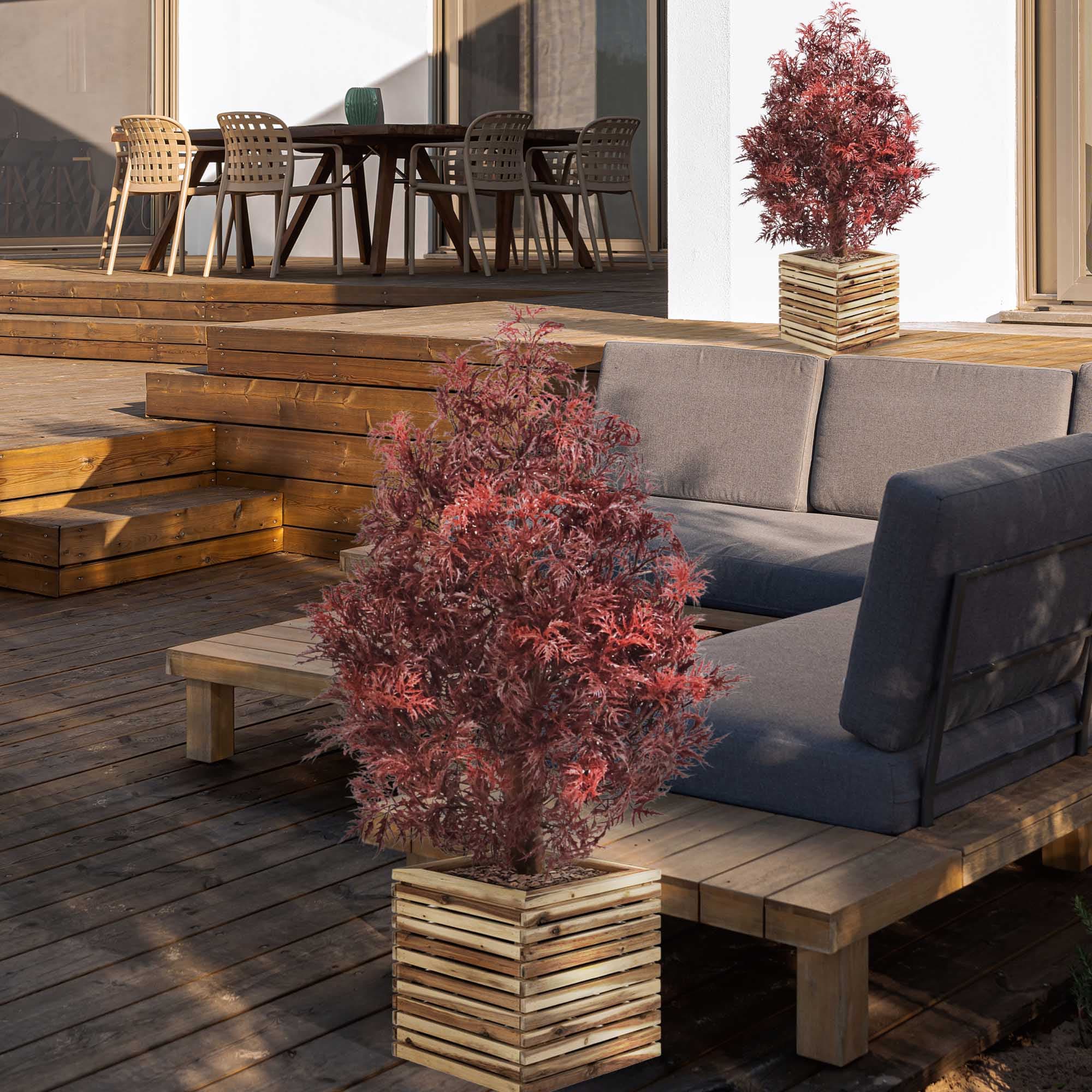 Ming Aralia planta artificial UV 90cm Borgoña
