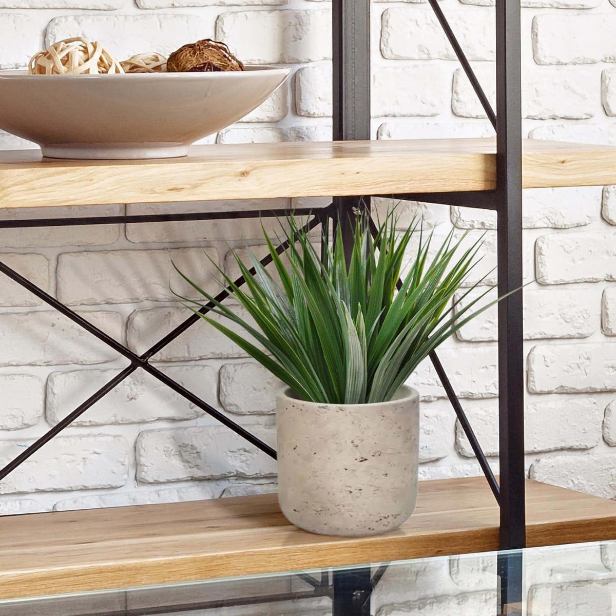 Planta de césped artificial bambú 25cm - verde en maceta