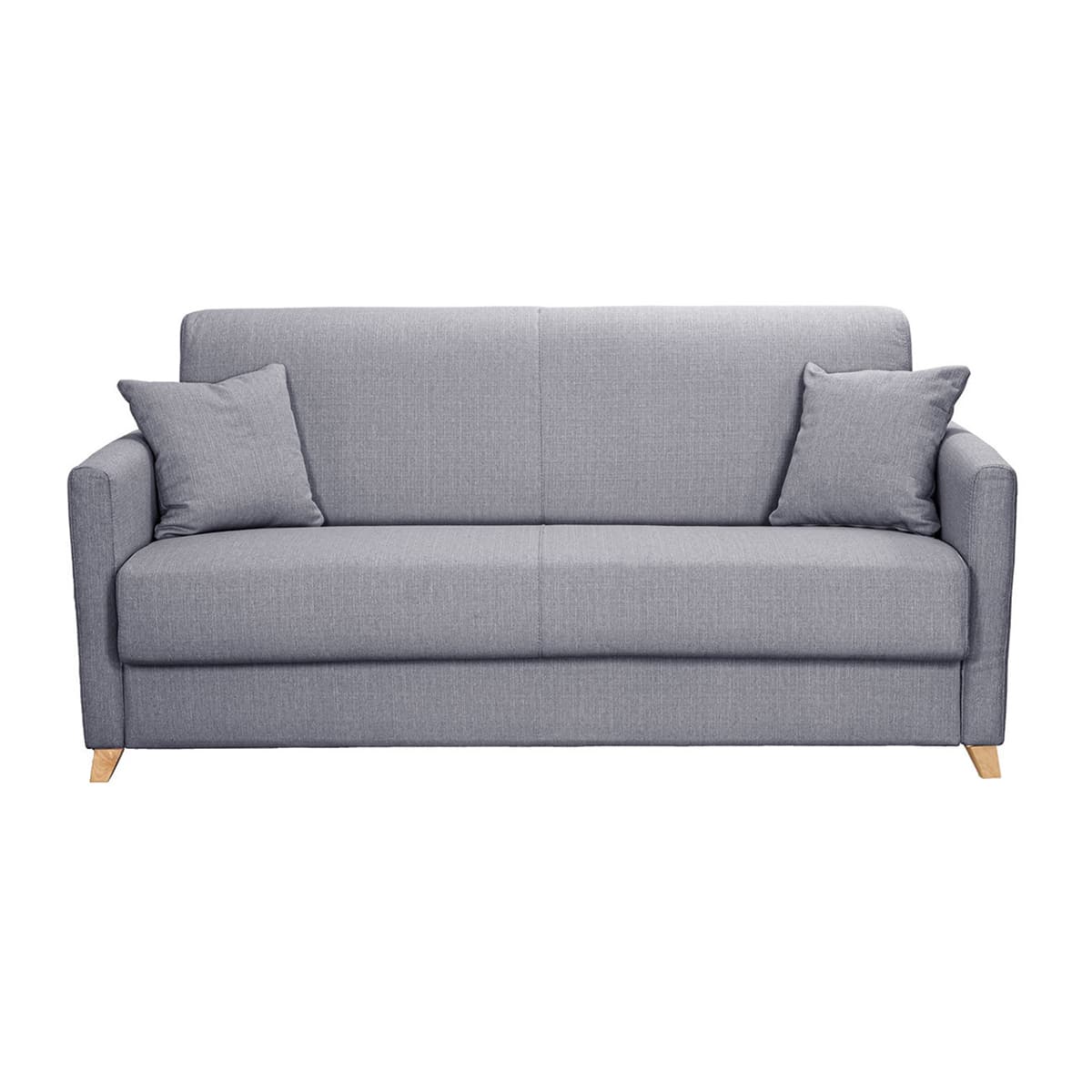 Sofá cama 3 plazas nórdico gris claro con colchón de 18 cm SKANDY