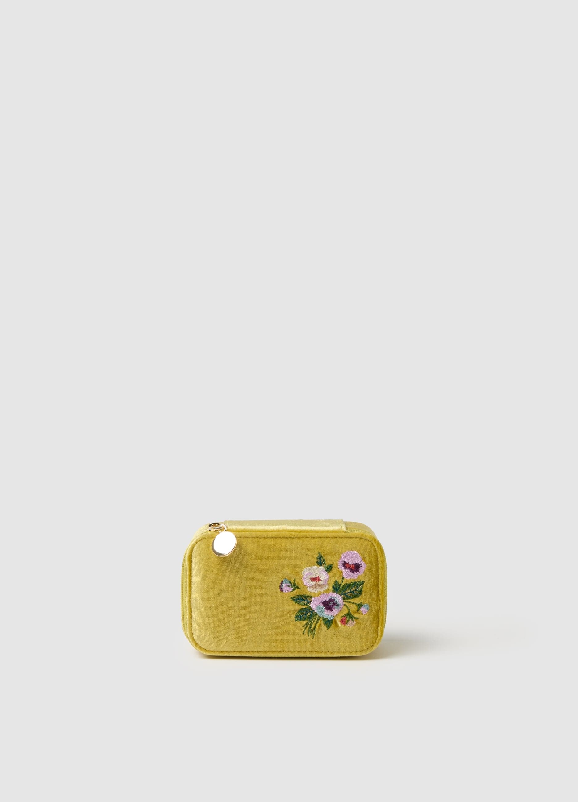 OVS, Joyero Amarillo Con Bordado Floral Y Cremallera, Mujer, Giallo Oro, Talla: FASUL