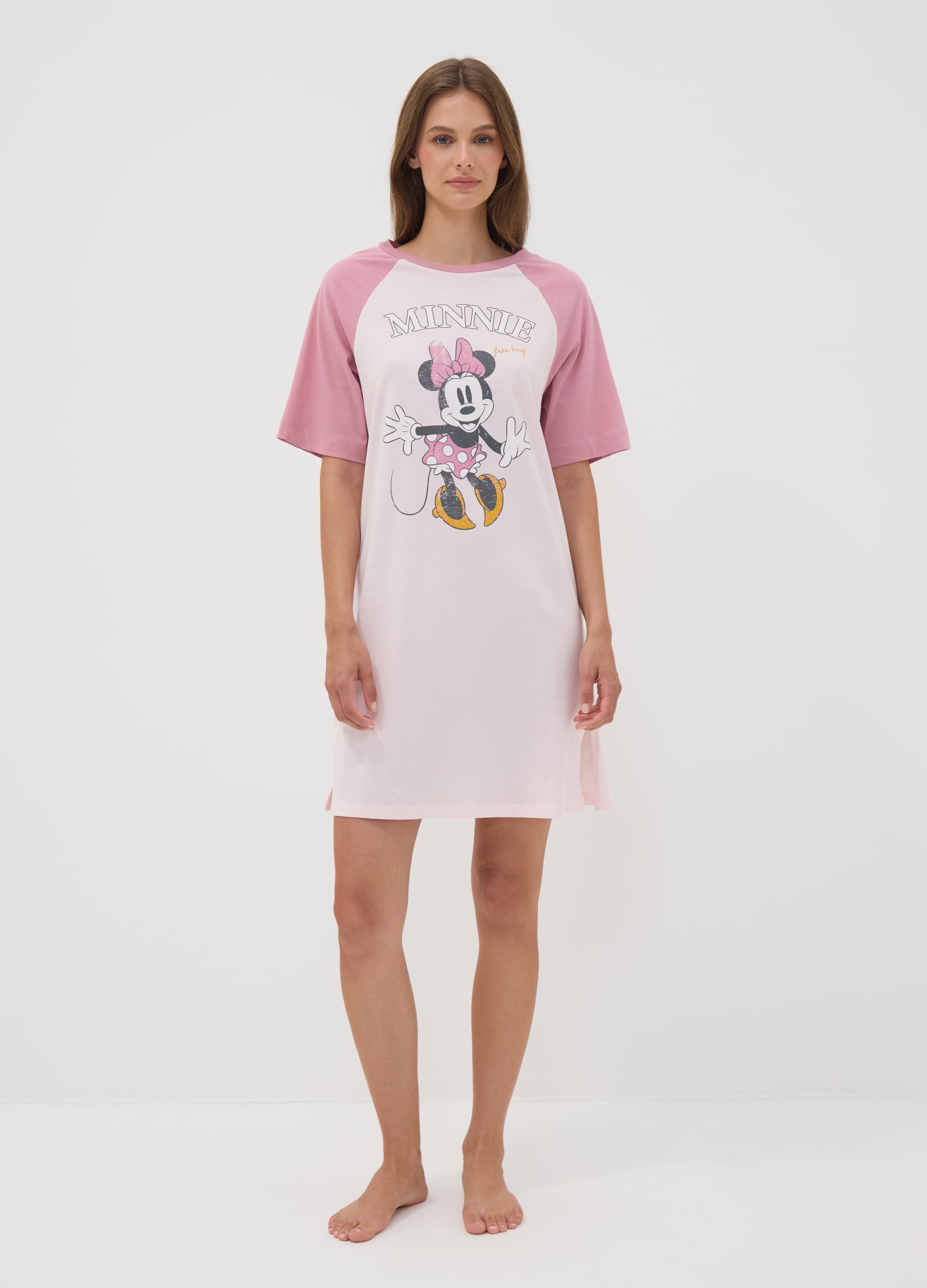DISNEY, Camisón Rosa De Puro Algodón Orgánico Con Estampado De Minnie, Mujer, Rosa, Talla: XXL