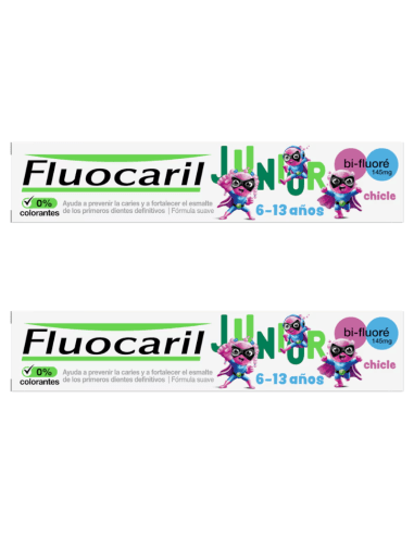 Fluocaril Duplo Junior Dentífrico Chicle 6 A 13 Años 2x75 Ml - Unilever