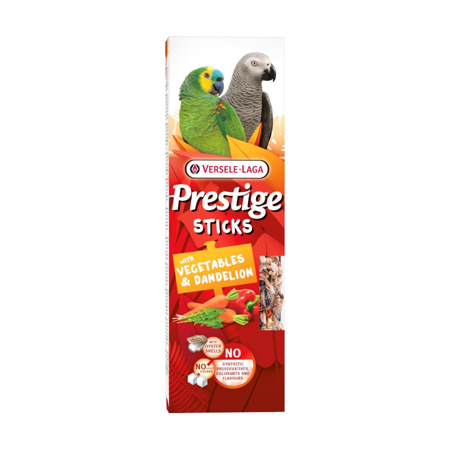 0.14 KG 2 barritas Versele-Laga Prestige Sticks Barritas Verduras y Diente de León para loros