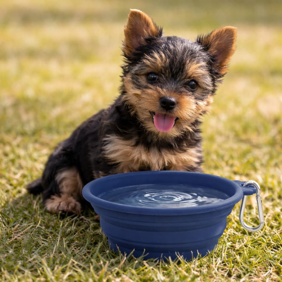 Gotoo Comedero Plegable y Portátil de Silicona Azul para perros y gatos