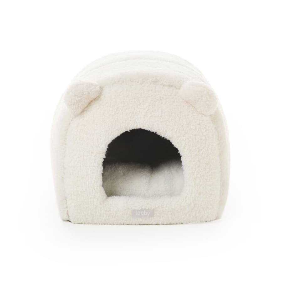 Leeby Iglú Desenfundable de Borreguito Blanco para gatitos