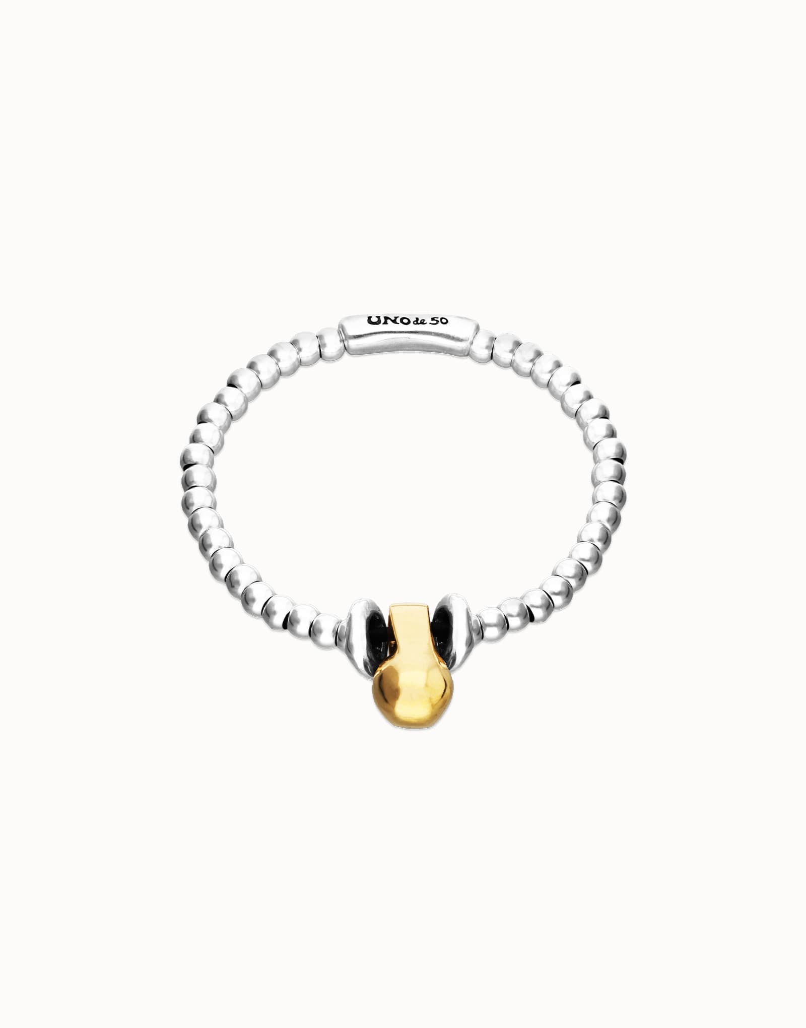 Pulsera de esferas en combinación de baño oro y plata
